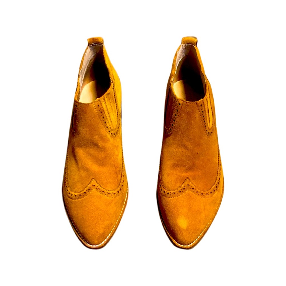 Madewell suede camel cowboy booties